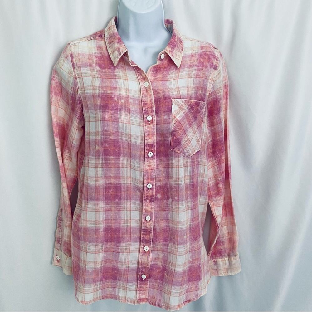 Vanilla Star Button Down Plaid Top Size Small